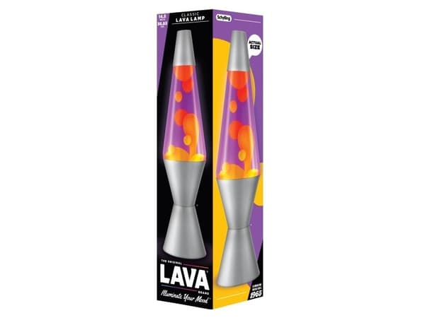 [OUTLET] - Lava® Lampe Orange/Lila, Sølv base 37cm