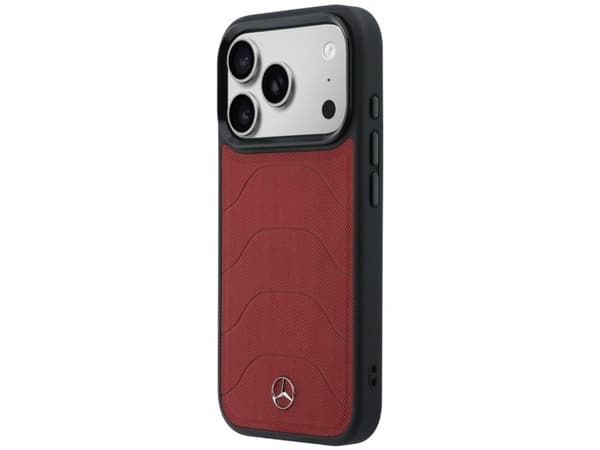 Mercedes Leather Mesh with Bow Line MagSafe Case for iPhone 17 Pro Max - Red