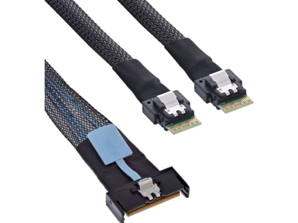 InLine 27663B, 0,75 m, MCIO x8, 2x 4i SFF-8654, Rett, Rett, Hankjønn