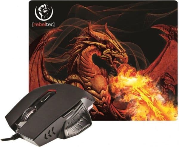 Rebeltec Red Dragon - Mus - optisk - 6 knapper - kabling - USB