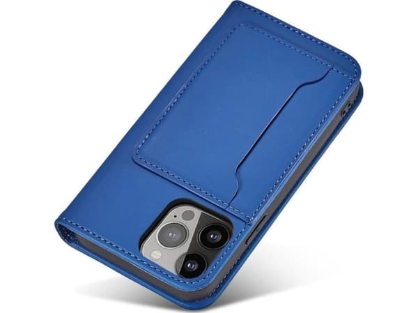 Magnetiskt kortfodral för iPhone 13 Pro Max - blå