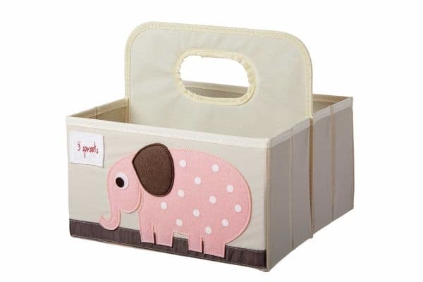 3 Sprouts Opbevaringskurv med Hank til Bleer, Elefant