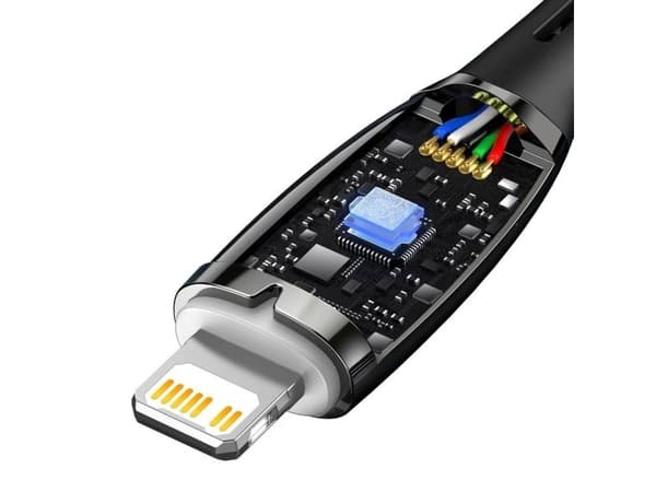 Baseus Glimmer, 2 m, Lightning, USB C, Hankjønn, Hankjønn, Svart