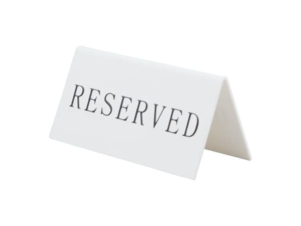 Securit® 5x RESERVED bords-skyltar i hård akryl, vit
