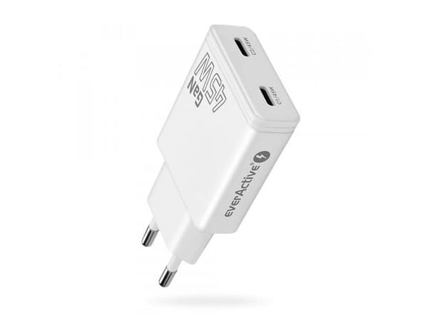 everActive 45W 2xUSB-C GaN snabbladdare vit