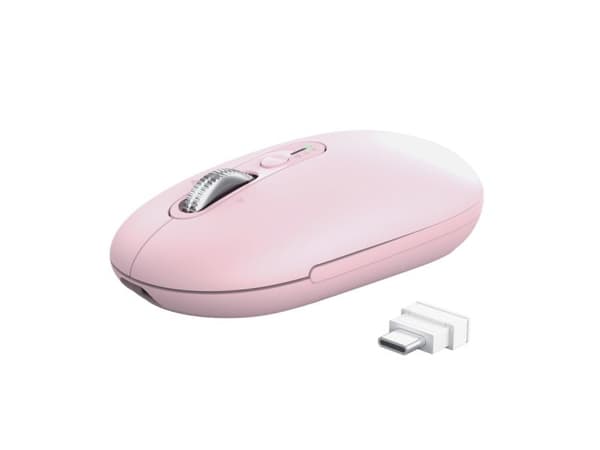 Trust Seron Slim Multi, Molempikätinen, Optinen, RF Wireless + Bluetooth, 3200 DPI, Vaaleanpunainen