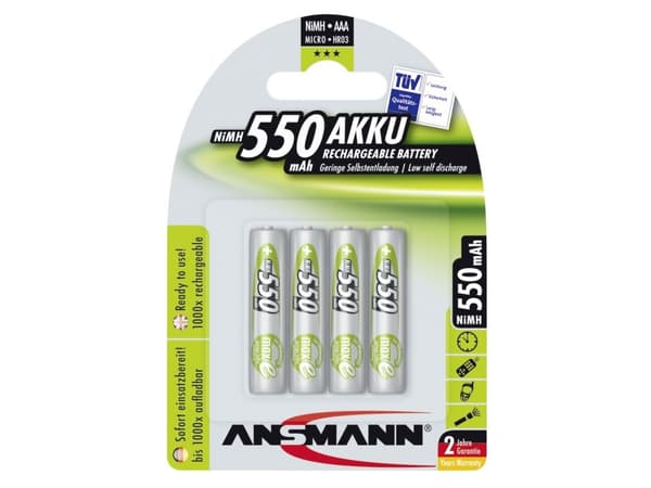 ANSMANN - Batteri 4 x AAA - NiMH - (oppladbart) - 550 mAh