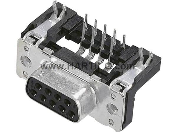 Harting 09 66 252 7613, D-Sub SV, Sort, Rustfritt stål, Hunkjønn, Ledning feste, Stål, Termoplast, Kopper