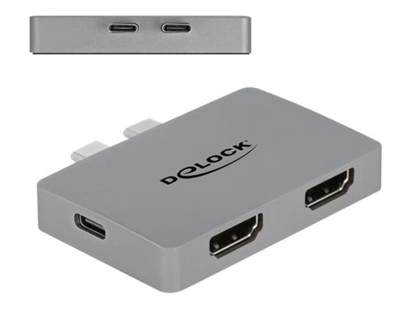 Delock - Dokkingstasjon - USB-C / Thunderbolt 3 - 2 x HDMI