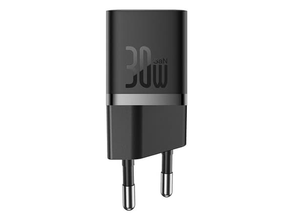 Baseus GaN5 mini 1C 30W lader EU + USB-C-kabel (cluster black)