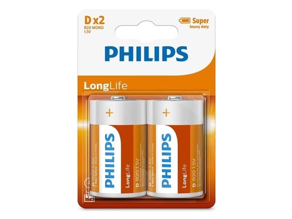 Philips LongLife R20L2B - Batteri 2 x D - Kul-sink