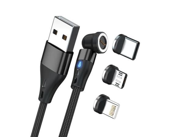 RealPower MagneticCharge3, 2 m, USB A, Svart