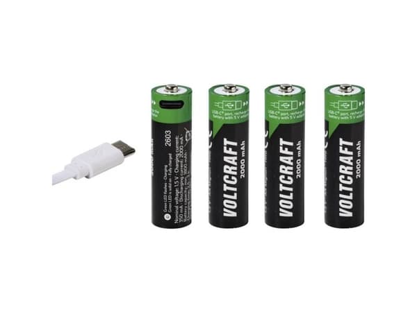 VOLTCRAFT oppladbart AA-batteri litium 2000 mAh 1,5 V 4 stk (R6)