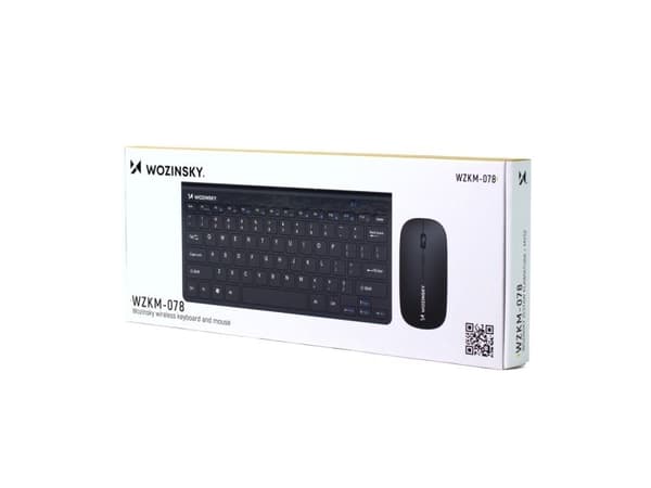 Wozinsky trådlöst tangentbord + mus, kompakt set, svart
