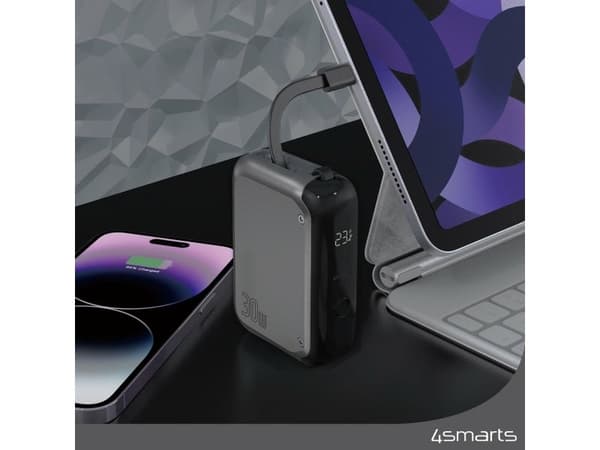 4smarts 540699, 10000 mAh, 30 W, harmaa