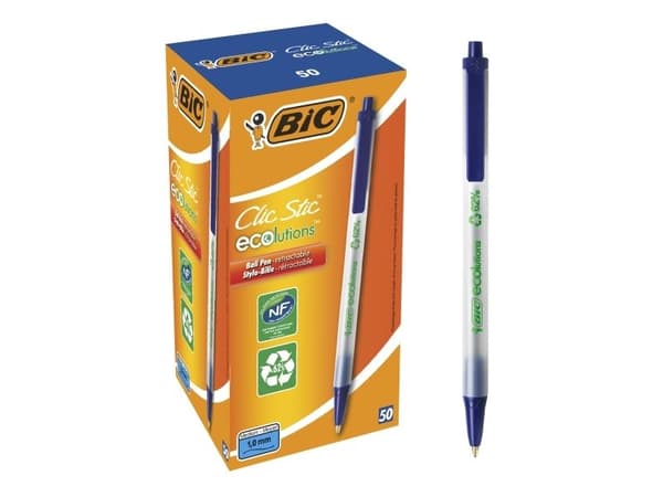 Kuglepen BIC Clic Stic ECOlutions blå - (50 stk.)