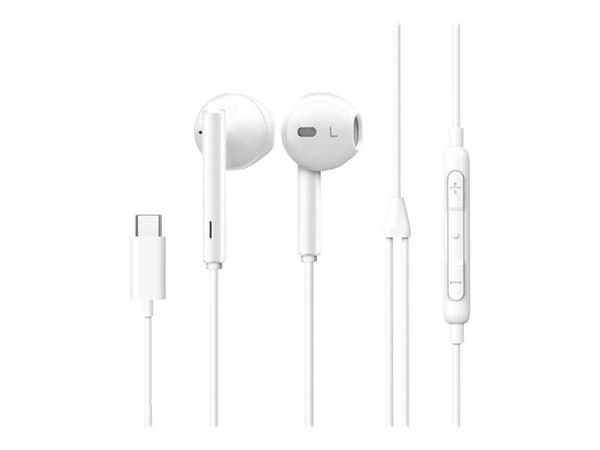 eSTUFF - Ørepropper med mikrofon - ørepropp - kablet - Lightning - hvit - for Apple iPhone (Lightning)