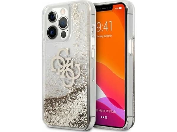 Guess 4G Big Liquid Glitter-deksel til iPhone 13 Pro Max 6,7" - gull