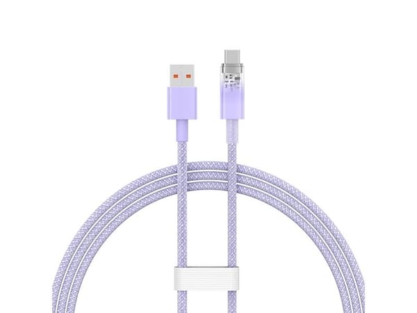 Baseus Explorer 100W USB-A til USB-C-kabel med intelligent temperatursensor 1 m - lilla