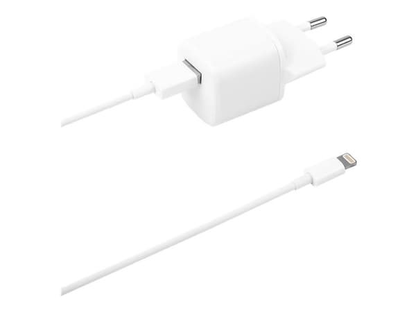 DELTACO USB-AC181 - Strömadapter - 12 Watt - 2.4 A (USB) - vit
