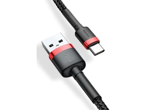 Baseus Cafule, 2 m, USB A, USB C, Musta, Punainen