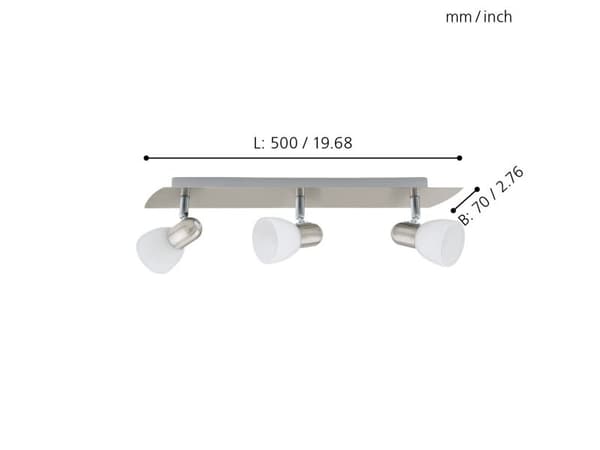 EGLO ENA spotlight i borstat stål med diffusor i satinvitt glas, 3L