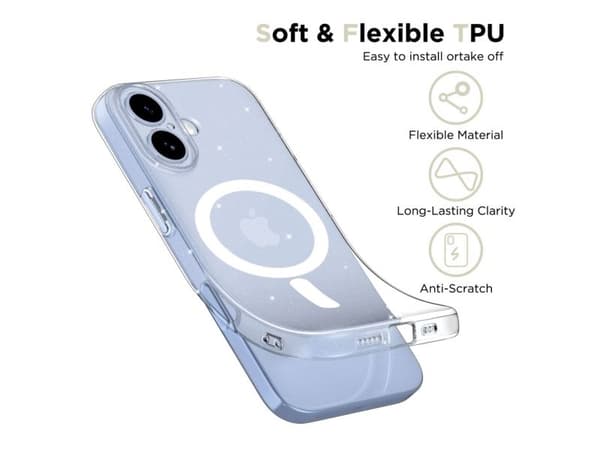 Tech-Protect FlexAir MagSafe-skal till iPhone 17 - klar glitter