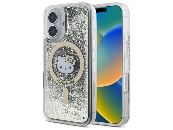 Hello Kitty Liquid Glitter Fever MagSafe-deksel til iPhone 16 - gull