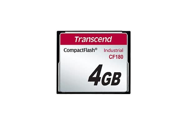Transcend CF180I, 4 GB, CompactFlash, MLC, 85 MB/s, 75 MB/s, Musta
