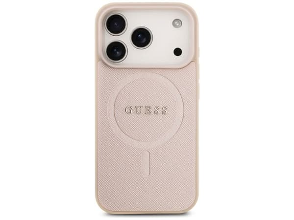 Guess Saffiano Classic Logo MagSafe-deksel til iPhone 17 Pro - rosa