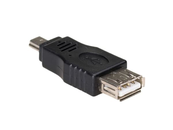 Akyga Adapter AK-AD-07 USB-AF/miniUSB-B (5-pin), USB A, USB mini B 5-pin, Musta