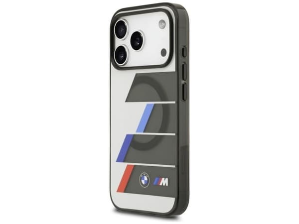 BMW M IML metalknapper tricolor-linjer MagSafe-deksel til iPhone 17 Pro Max - grå