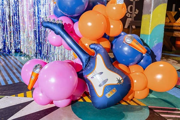 Navy Blue Guitar Foil Balloon, 41x105 cm