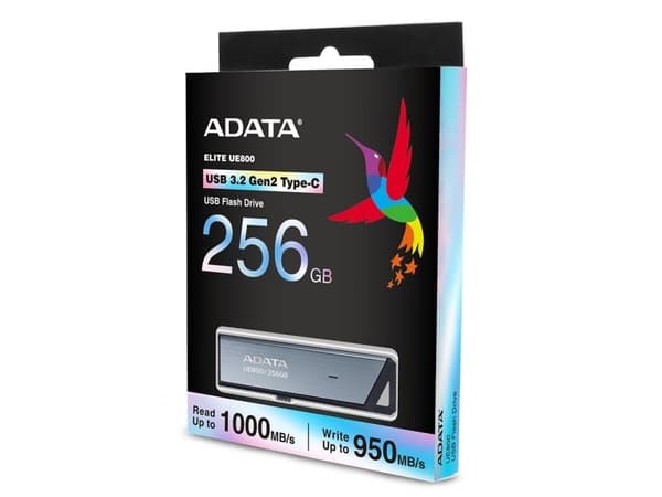 ADATA UE800 - USB flash-enhet - 256 GB - USB-C 3.2 Gen 2 - silver