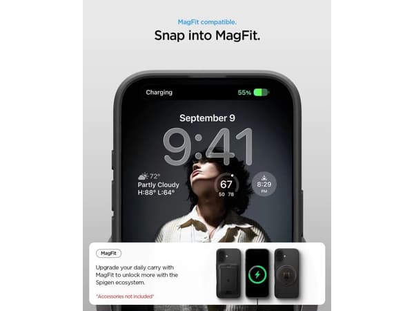 Spigen Thin Fit (MagFit), Mobilskal, Apple, iPhone 17, 16 cm (6.3"), Mörkgrå
