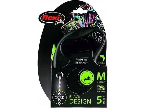 Flexi Black Design M koppel 5 m, 20 kg, grön