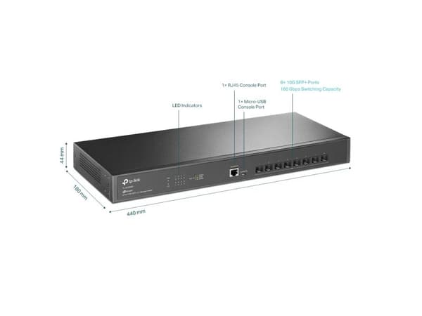 TP-Link TL-SX3008F, Förvaltat, L2+, Ingen, Stativfäste