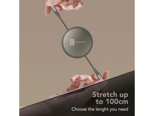 Cellularline USBDATAROLLER5A1MK, 1 m, USB C, Harmaa