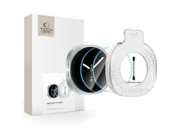 4kom.pl SZKLO HARTOWANE TECH-PROTECT EASY SET+ 2-PACK SAMSUNG GALAXY WATCH 8 / 9 (40 MM) CLEAR