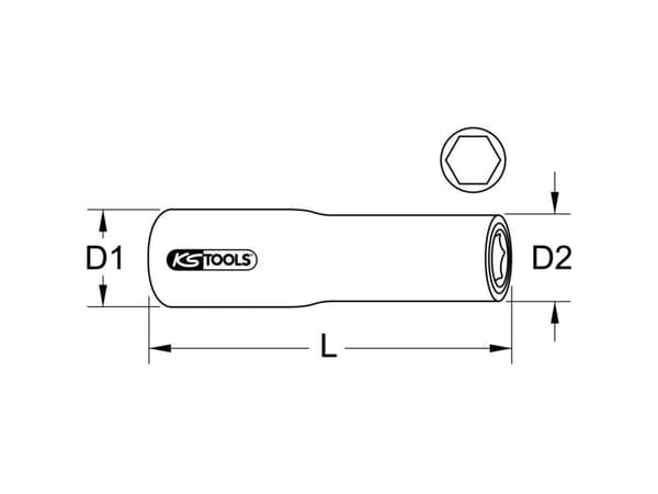KS TOOLS 1/2" isolert stikkontakt, lang, 32mm (117.1350)