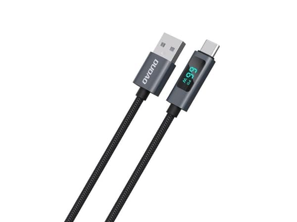 Dudao L7T USB-A - USB-C 66W Kabel med LED Display 1m - Sort