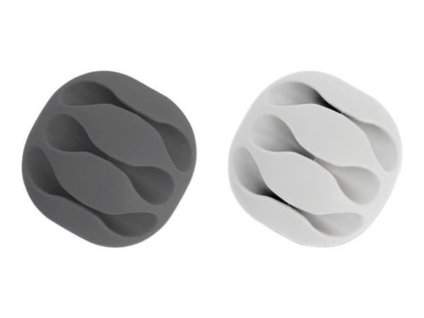 Delock with 3 feed-throughs - Kabelhållarsats - bordsmonterbar, bordsmontering, väggmontering - grå, vit