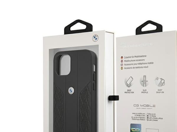 BMW läder Curve perforerat skal för iPhone 12 mini - svart