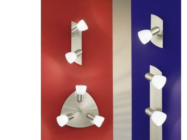 EGLO ENA spotlight i borstat stål med diffusor i satinvitt glas