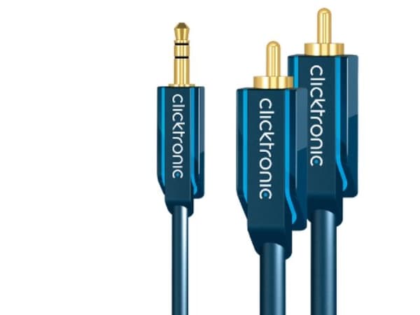 ClickTronic 3m MP3 Adapter, 3.5mm, Hankjønn, 2 x RCA, Hankjønn, 3 m, Blå