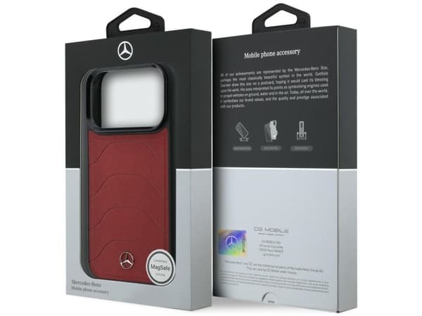 Mercedes Leather Mesh with Bow Line MagSafe Case for iPhone 17 Pro Max - Red