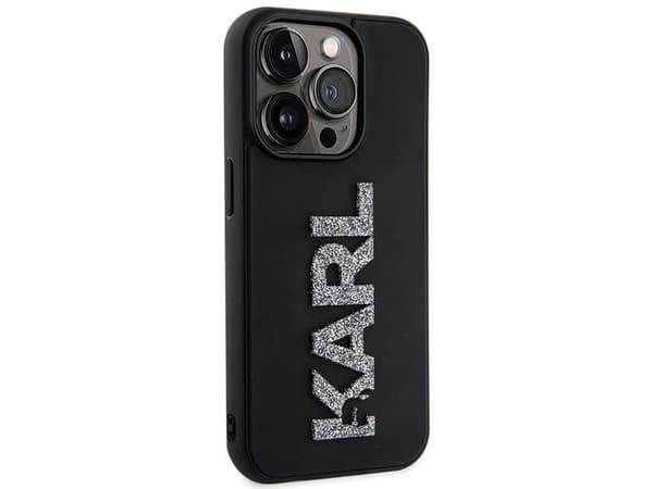 Karl Lagerfeld 3D kumi Glitter Logo - iPhone 15 Pro Max Case (musta)