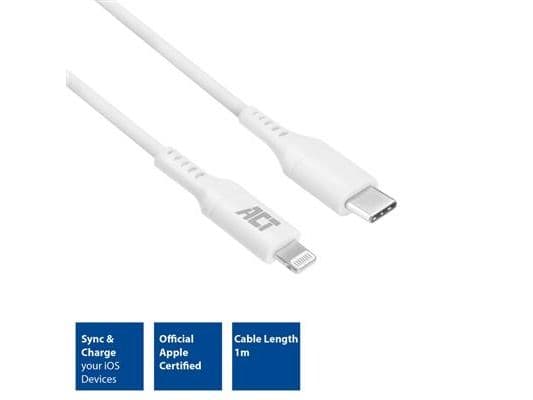 ACT USB-C til Lightning lade-/datakabel 1 meter, MFI-sertifisert (AC3014)