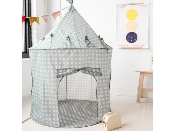 3 Sprouts lek-tält, gingham blå