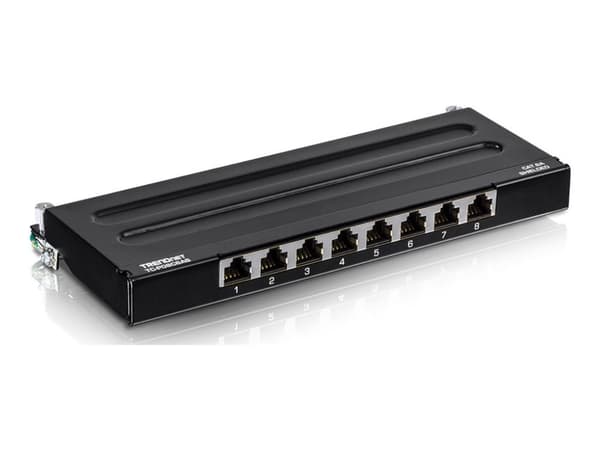 TRENDnet TC-P08C6AS - Patch-panel - väggmontering - CAT 6a - STP - RJ-45 X 8 - 0.5U